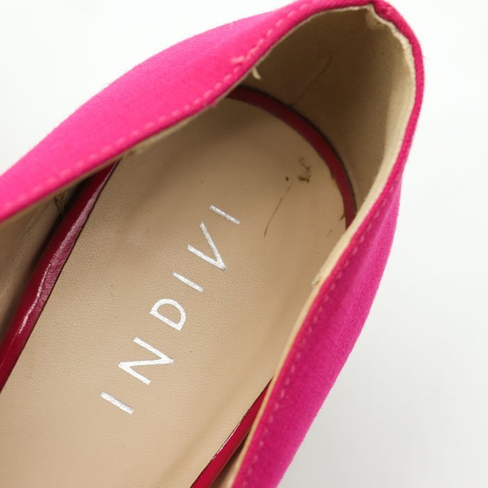 インディヴィ パンプス オープントゥ ウェッジソール ノットデザイン シューズ ブランド 靴 レディース 22.5cmサイズ ピンク INDIVI_画像3