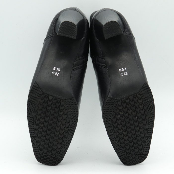 リラックス ショートブーツ 美品 スクエアトゥ 3E 幅広 サイドジップ ローヒール シューズ 靴 レディース 22.5cmサイズ ブラック Rerax_画像6