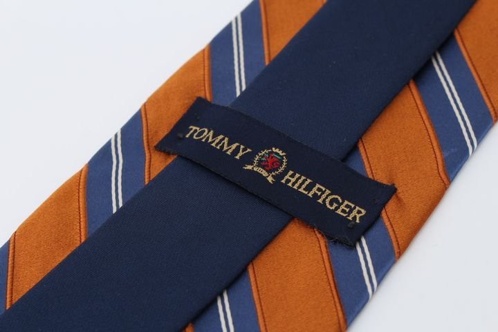トミーヒルフィガー ブランドネクタイ ストライプ柄 シルク USA製 メンズ オレンジ TOMMY HILFIGER_画像3