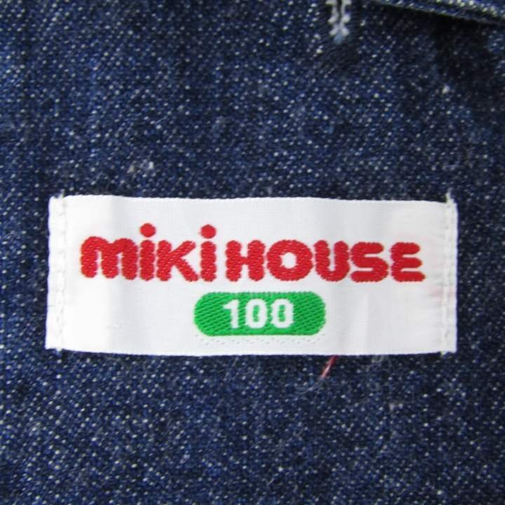 ミキハウス デニム ジャンパースカート ワンピース 花刺繍 キッズ 女の子用 100サイズ インディゴ青 MIKI HOUSE_画像3