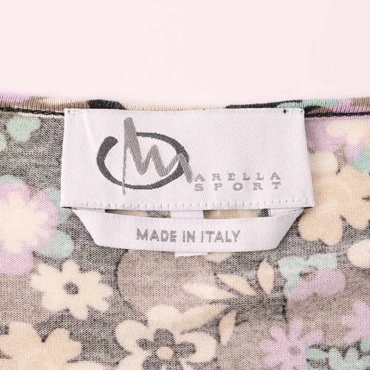 マレーラ 長袖Ｔシャツ 花柄 ラウンドネック トップス イタリア製 ストレッチ レディース Mサイズ ブラック MARELLA_画像2