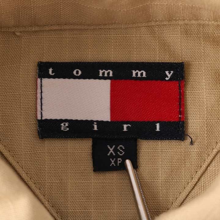 トミーガール 長袖シャツ 胸ロゴ コットンシャツ トップス 日本製 レディース XSサイズ ベージュ tommy girl_画像2
