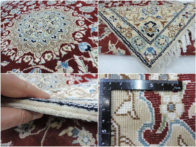 ペルシャ絨毯 カーペット ウール シルク 手織り ペルシャ絨毯の本場 イラン ナイン産 玄関マット 139cm×89cm 本物保証