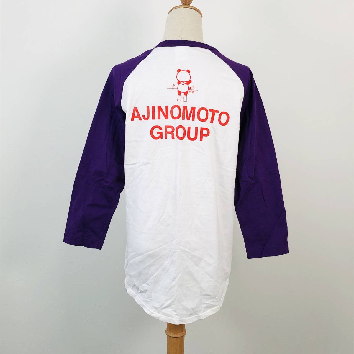 z005 AJINOMOTO GROUP 味の素グループ パンダ ロングTシャツ ロゴプリント 紫 パープル 白 綿100％ 着心地抜群 個性的 おもしろ かわいい_画像3