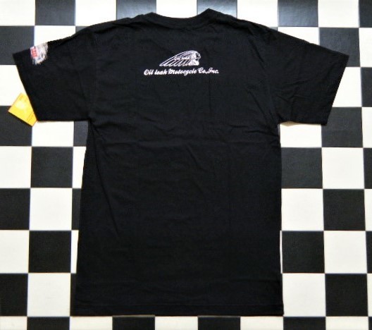 OIL LEAK モーターサイクル 半袖Tシャツ M 黒 れ2546　身幅約48㎝ レプリカ バイカー 新品_画像2