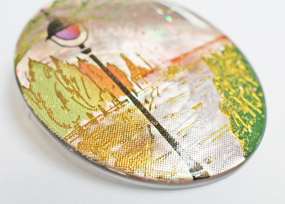 山田玲子 Rei 近代蒔絵 ブローチ ペンダントトップ 蝶貝 漆 【美 山田玲子 Rei 近代蒔絵 ブローチ ペンダントトップ 蝶貝 漆 【美
