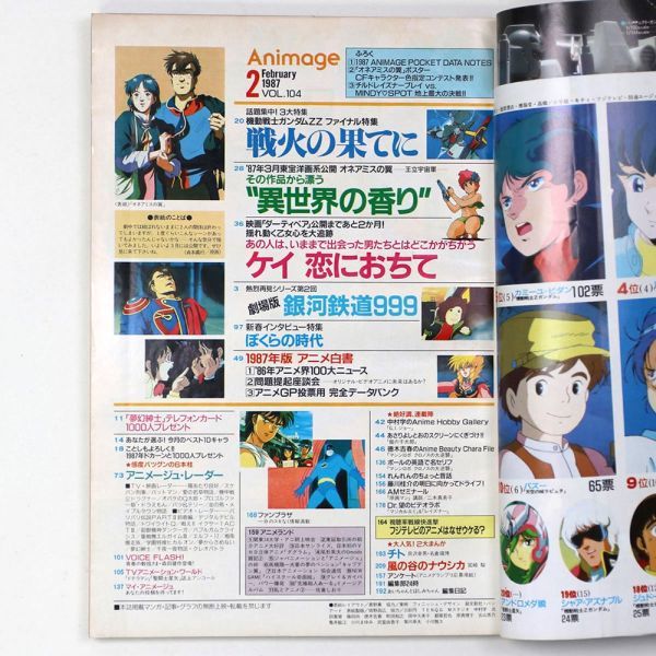 アニメージュ 1987年2月号 オネアミスの翼 銀河鉄道999 機動戦士ガンダム - 管: HU13の画像3