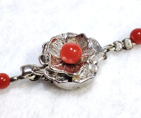DN0341★SILVER 天然血赤珊瑚 ルース グラデーションネックレス 丸珠★約54cm 6.8mm～3mm 16.7g 洗浄済み