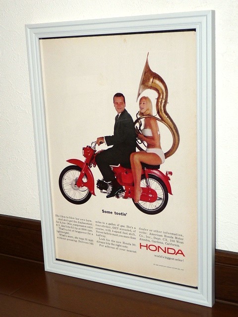 1964年 USA 洋書雑誌広告 額装品 Honda OHV 90 ホンダ (A4size)/検索用 ベンリイ C200 60s アメリカ 店舗 ガレージ ディスプレイ 看板 装飾_画像1