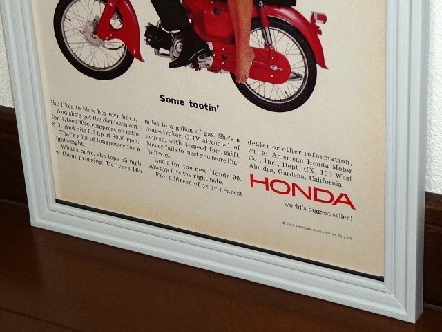 1964年 USA 洋書雑誌広告 額装品 Honda OHV 90 ホンダ (A4size)/検索用 ベンリイ C200 60s アメリカ 店舗 ガレージ ディスプレイ 看板 装飾_画像3