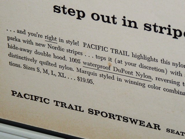 1964年 USA 洋書雑誌広告 額装品 Pacific Trail Sportswear (A4size) / 検索用 60s 古着 店舗 ガレージ ディスプレイ 看板 装飾 アメリカ_画像5