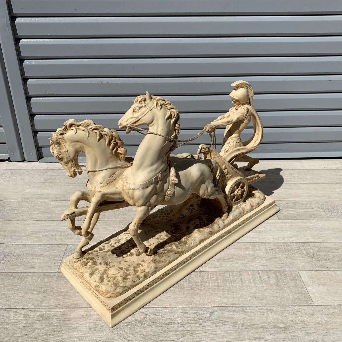 イタリア製　A.SANTINI/アンテルマ サンティーニ 西洋美術細密彫刻　騎士と馬」像オブジェ置物イタリアローマ神話　MADE IN ITALY