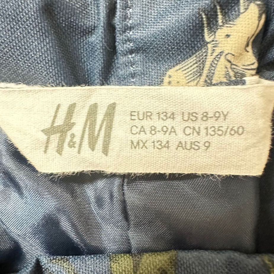 【H&M】エイチアンドエム ウォータープルーフシェルパンツ 防風 防水 通気性 反射板付き 恐竜 ダークブルー 男の子 トドラー US8-9Y/7174QQ_画像9