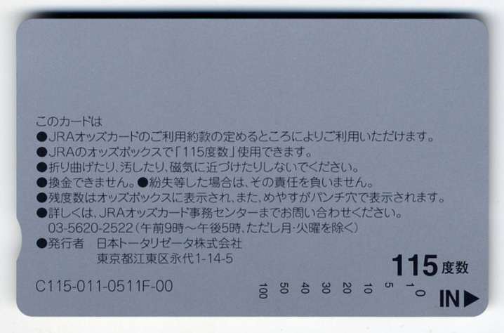 ★JRA オッズカード 115度数2枚 クラシックロード 2005 vol.3 CLASSIC ROAD エアメサイア ディープインパクト 未使用 美品 競馬 即決_ディープインパクト 115度数・裏面