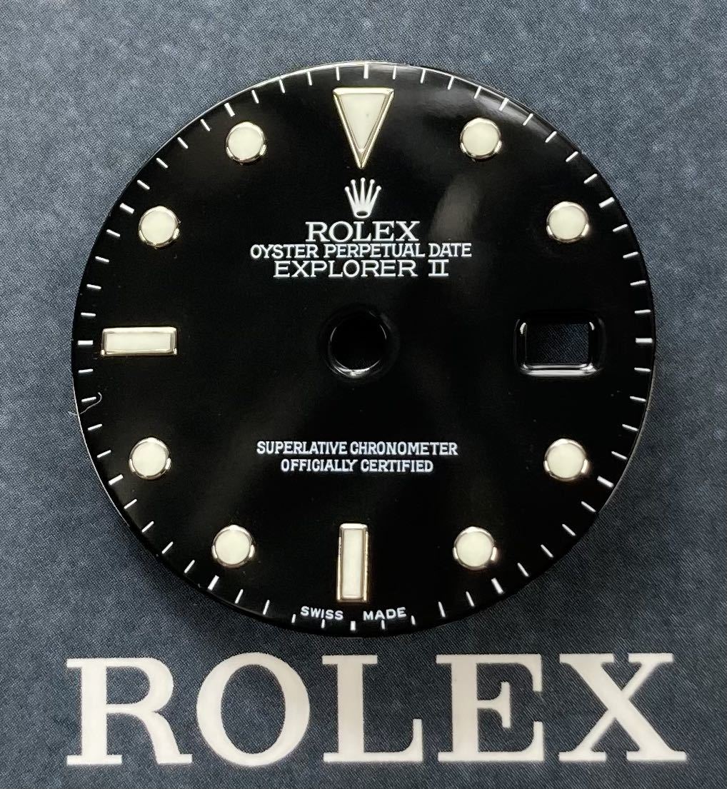 純正品 16570 エクスプローラー 黒 文字盤 ROLEX EXPLORER II black dial cal.3185/3186 ブラック ルミノバ luminova (C)