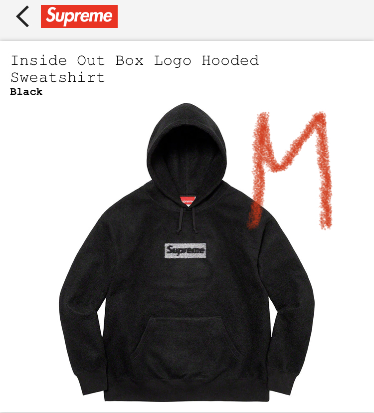 新品正規】黒 M / 23ss supreme Inside Out Box Logo Hooded