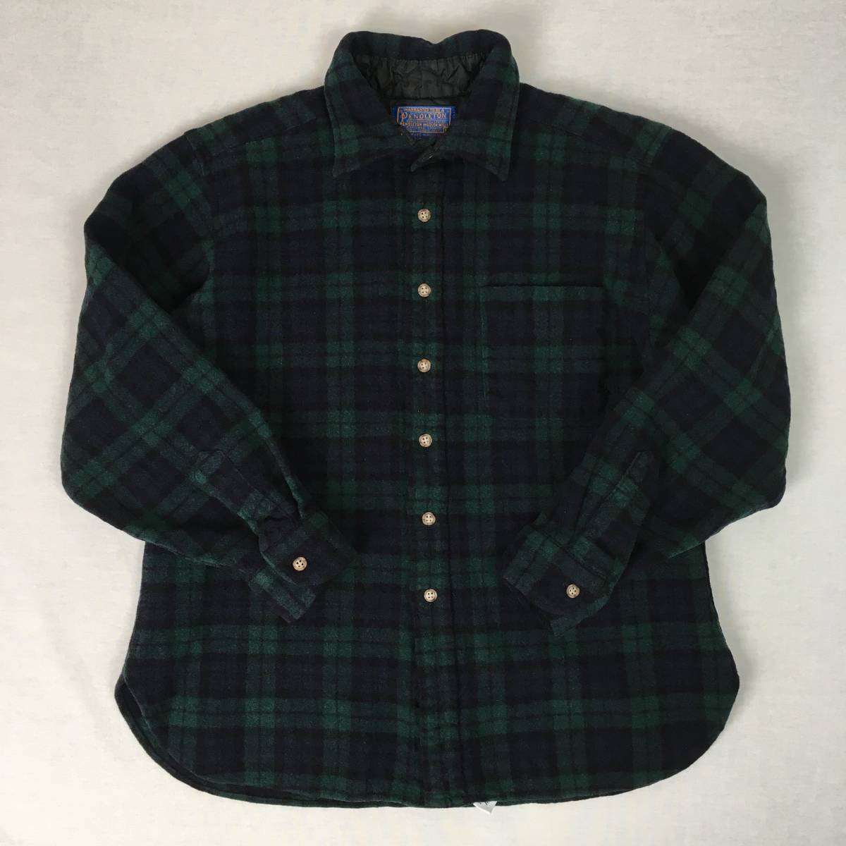 【70s】PENDLETON ペンドルトン 米国製 ウールシャツ XLサイズ グリーン/ネイビー/ブラック チェック柄 70年代 長袖