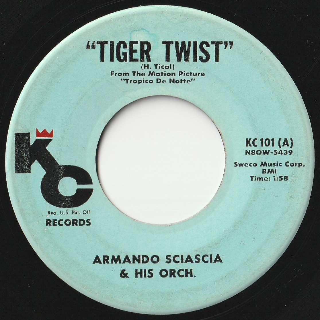 Armando Sciascia Orchestra Tiger Twist / Bi-A-Bi Chuca KC US KC 101 202044 R&B R&R レコード 7インチ 45_画像1