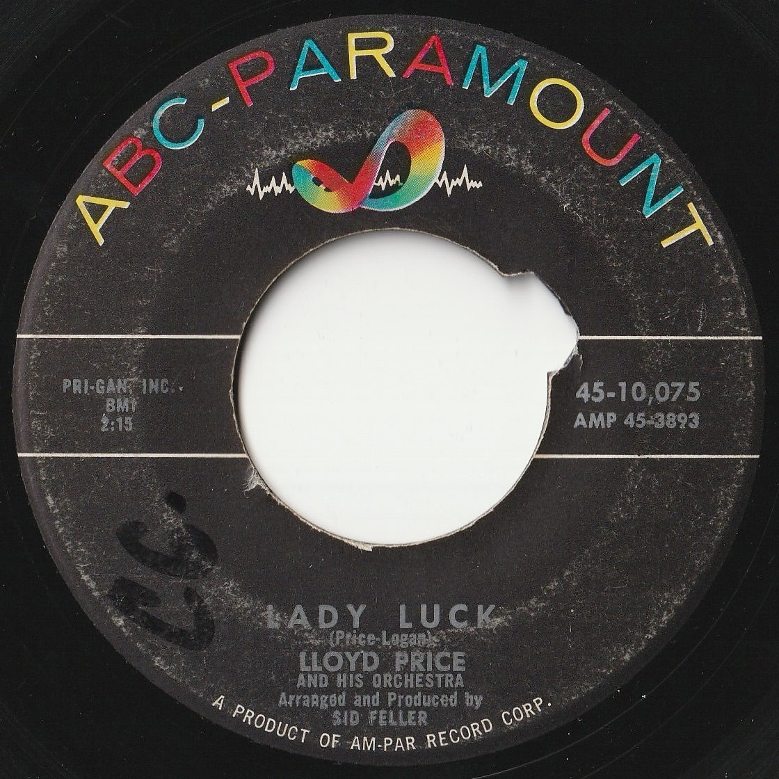 Lloyd Price And His Orchestra Lady Luck / Never Let Me Go ABC-Paramount US 45-10,075 201807 R&B R&R レコード 7インチ 45_画像1