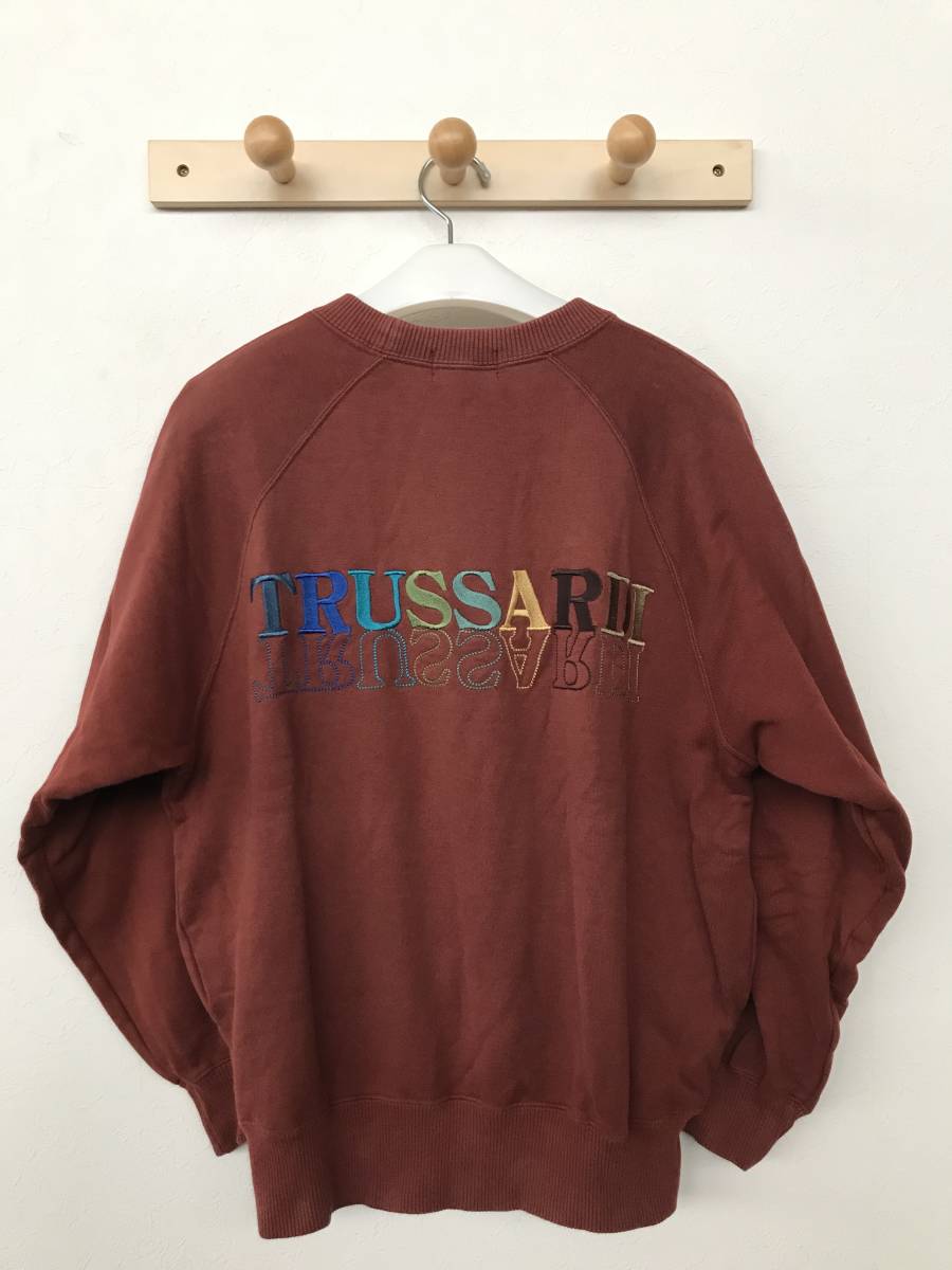 TRUSSARDI トラサルディ メンズ スウェット/トレーナー ロゴ刺繍入り 良品 size M_画像1