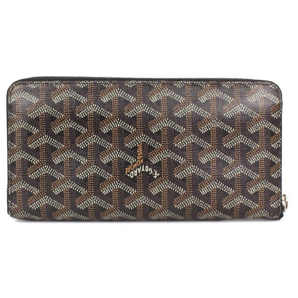 Aランク【ゴヤール】マティニョンジップGM/財布/ヘリンボーン/GOYARD/黒/レディース/ブラック/レザー_画像2