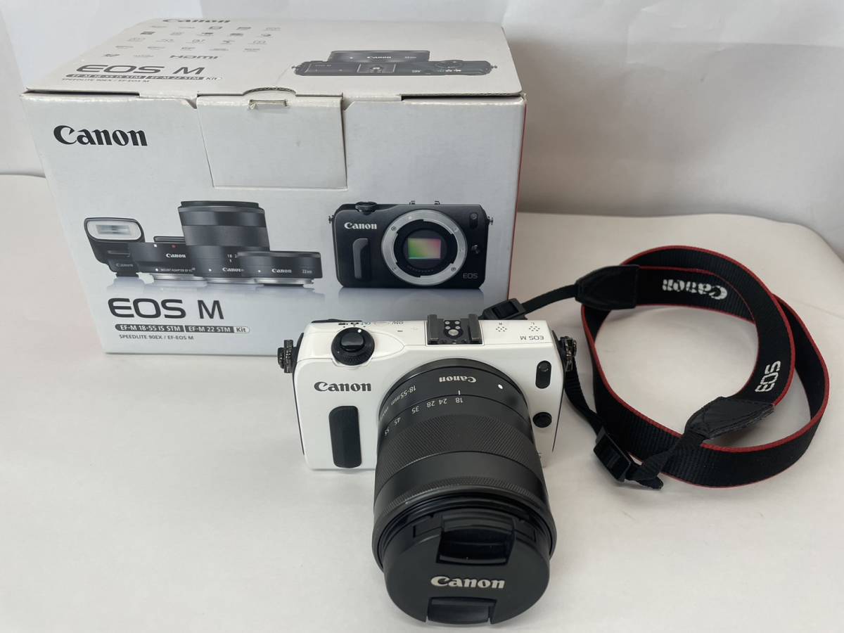 カメラ デジタルカメラ CANON EOS M ホワイト EF-M18-55mm EF-M22mm ミラーレス一眼レフカメラ 