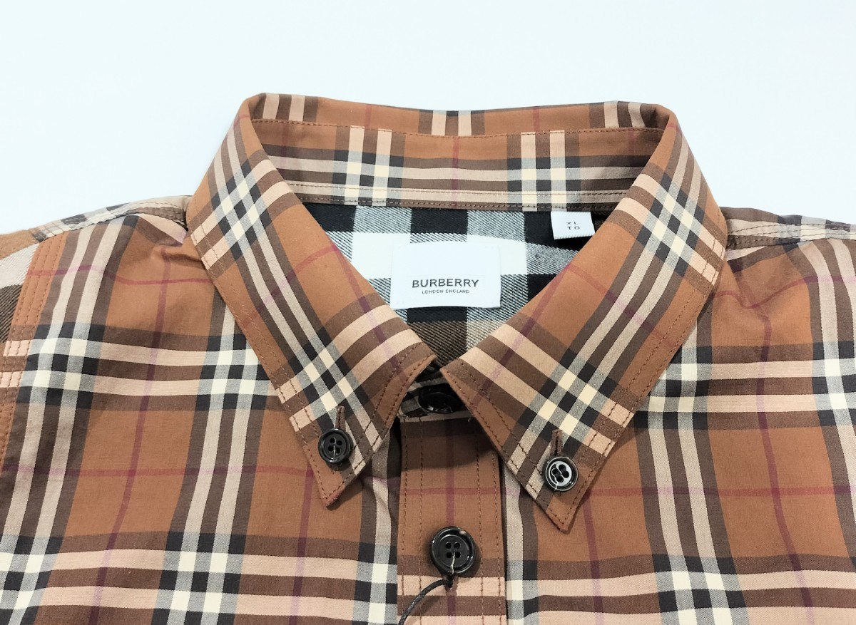 新品 バーバリー BURBERRY ボタンダウンシャツ ブラウン-