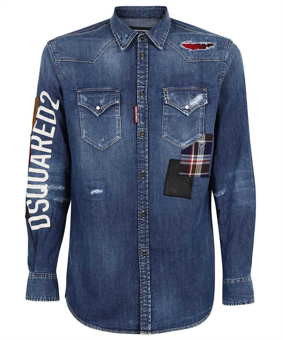 極細繊維クロス 新品 DSQUARED2 デニムシャツ 長袖 ダメージ加工