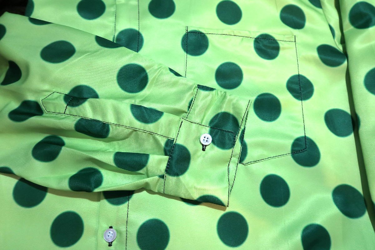 新品 XLサイズ カラフルな 水玉シャツ ドット柄 サテンシャツ 2265 緑グリーン ビッグサイズ ヴィジュアル系 柄シャツ 大きなサイズ ピエロ_画像5