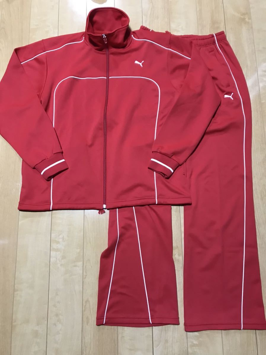  Puma jersey top and bottom 523-6-9 red sport wear top and bottom set PUMA made in Japan lady's 