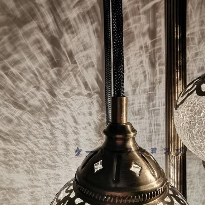 【ケーリーフショップ】手作りトルコランプ クラックガラス アンティーク風 5灯タイプ フロアライト インテリア 間接照明 高さ約98cm_画像6