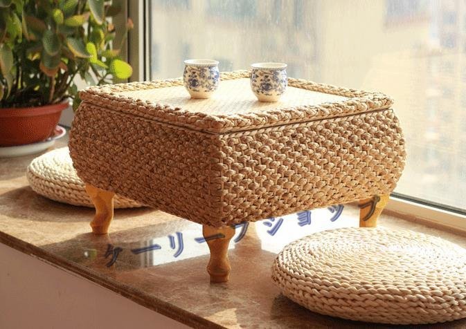 【ケーリーフショップ】籐編みのベランダのテーブル オンドルのテーブル