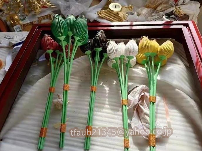 特売 【ケーリーフショップ】仏壇用 木製 常花 極彩色 金泥で描く