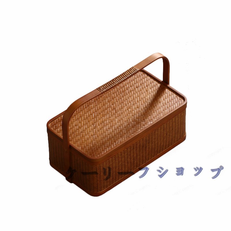 【ケーリーフショップ】収納バッグ 手作り自然竹バスケット 収納しやすい 茶色 普段使い_画像2
