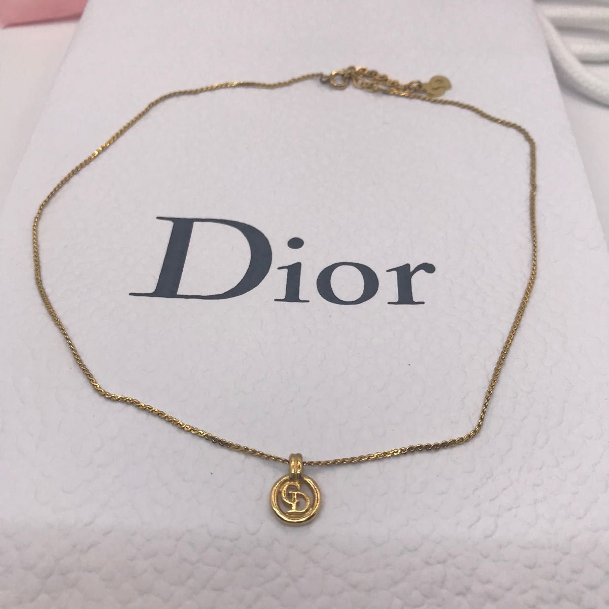 【Diorネックレス】CDデザイン×シンプル丸トップ ヴィンテージゴールドネックレス