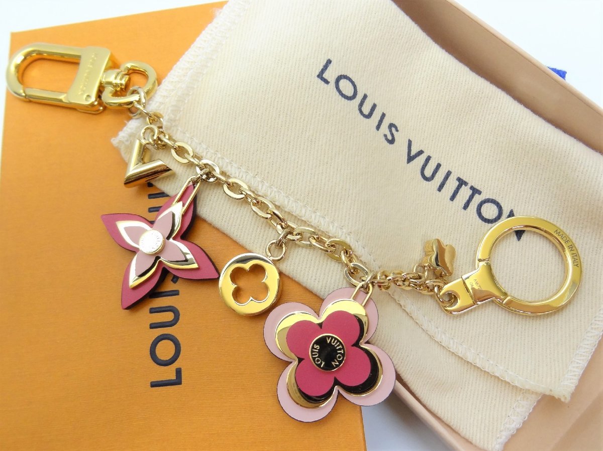 美品♪ ルイヴィトン ビジュー サック シェンヌ ブルーミング フラワー バッグチャーム ピンクxゴールド M67288 LOUIS VUITTON ☆P_画像1