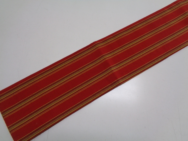 b522-60 小袋帯 正絹 両面 子持ち縞文 長さ約3メートル55センチ_画像2