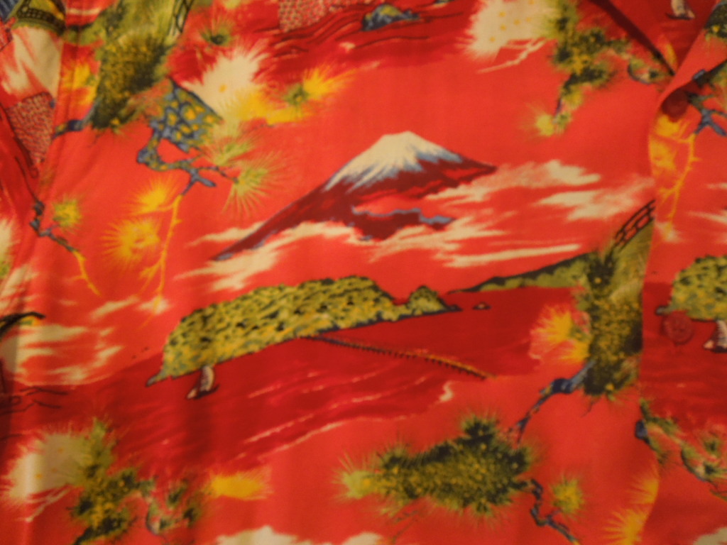 ヴィンテージ　アロハシャツ　錦帯橋　富士山　Lサイズ_画像3
