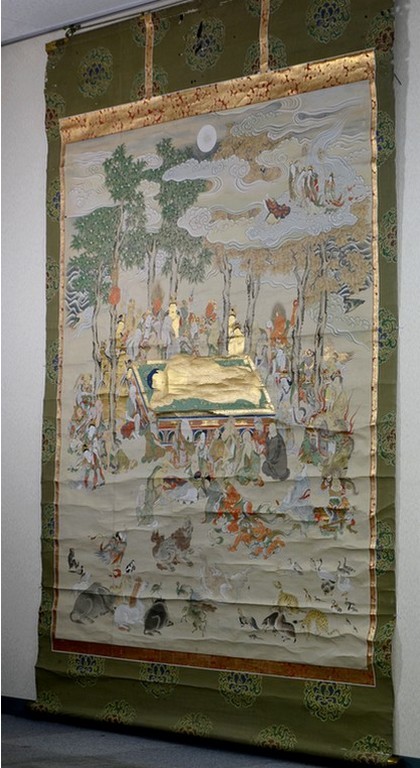 ■　涅槃図　掛軸　超大幅　幅１８２㎝　元禄1694年　寺院旧蔵品　仏教美術　仏画　■_画像1