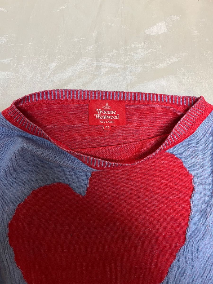 美品】Vivienne Westwood ハートニット 長袖 オーブ刺繍 麻混 美品】Vivienne Westwood ハートニット 長袖 オーブ刺繍 麻混