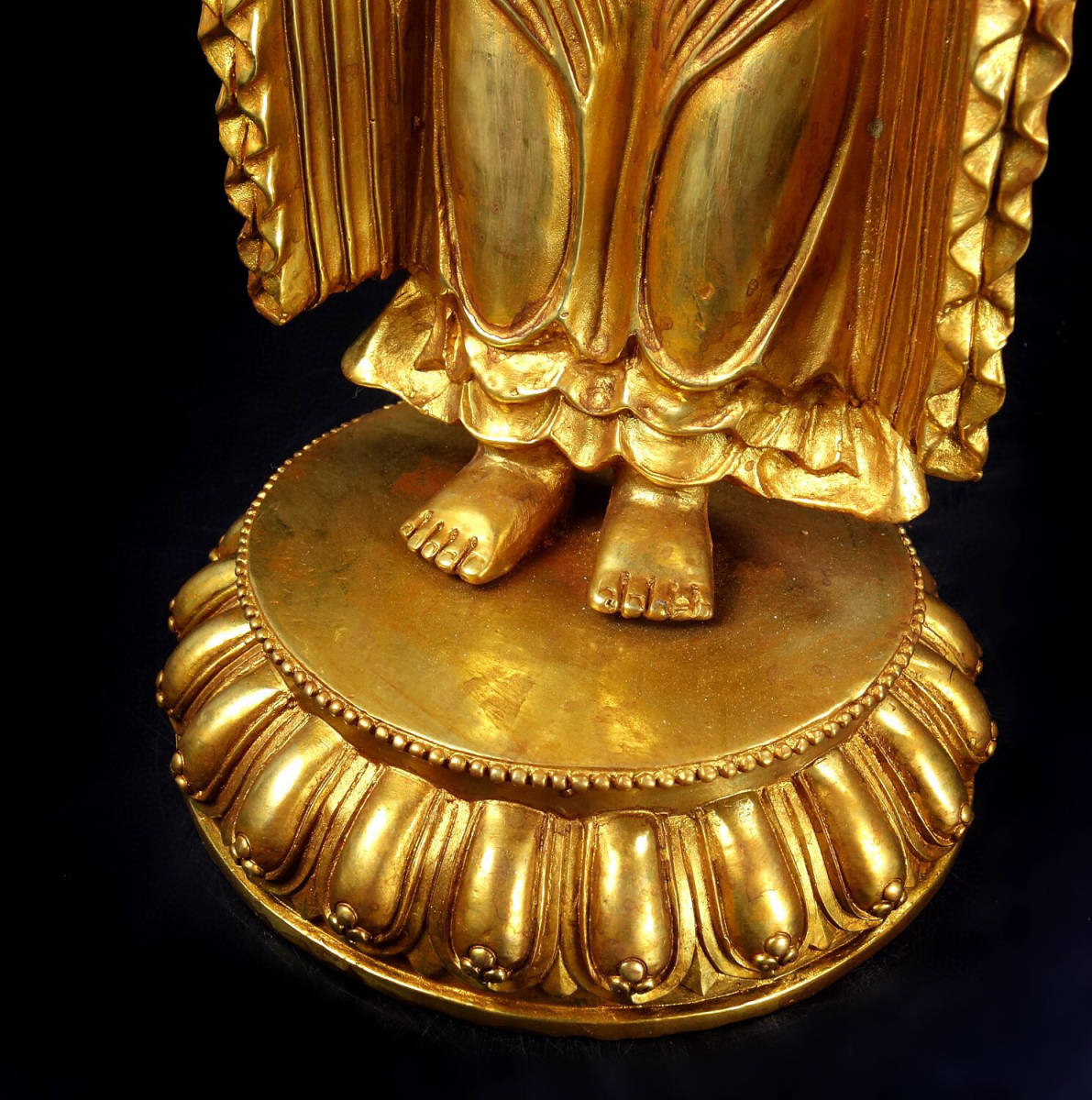館蔵珍品 銅製 塗金 觀音度母像置物 賞物 貴重物品 収蔵品 中国古