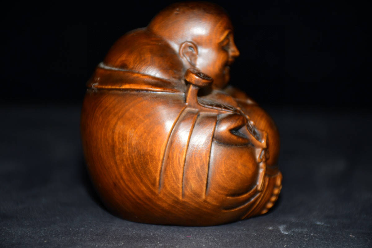 館蔵珍品 黄楊木製 細密彫 彌勒仏』置物 賞物 貴重物品 収蔵品 中国古美術-