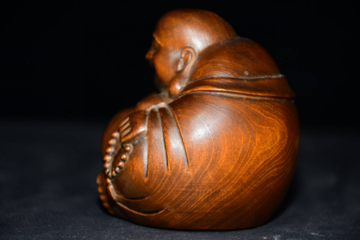 館蔵珍品 黄楊木製 細密彫 彌勒仏』置物 賞物 貴重物品 収蔵品 中国古美術-