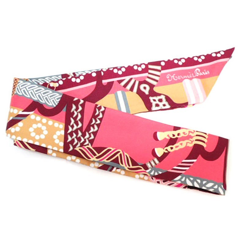 HERMES エルメス ツイリー Twilly シルク マルチカラー No.38 ROSE VIF