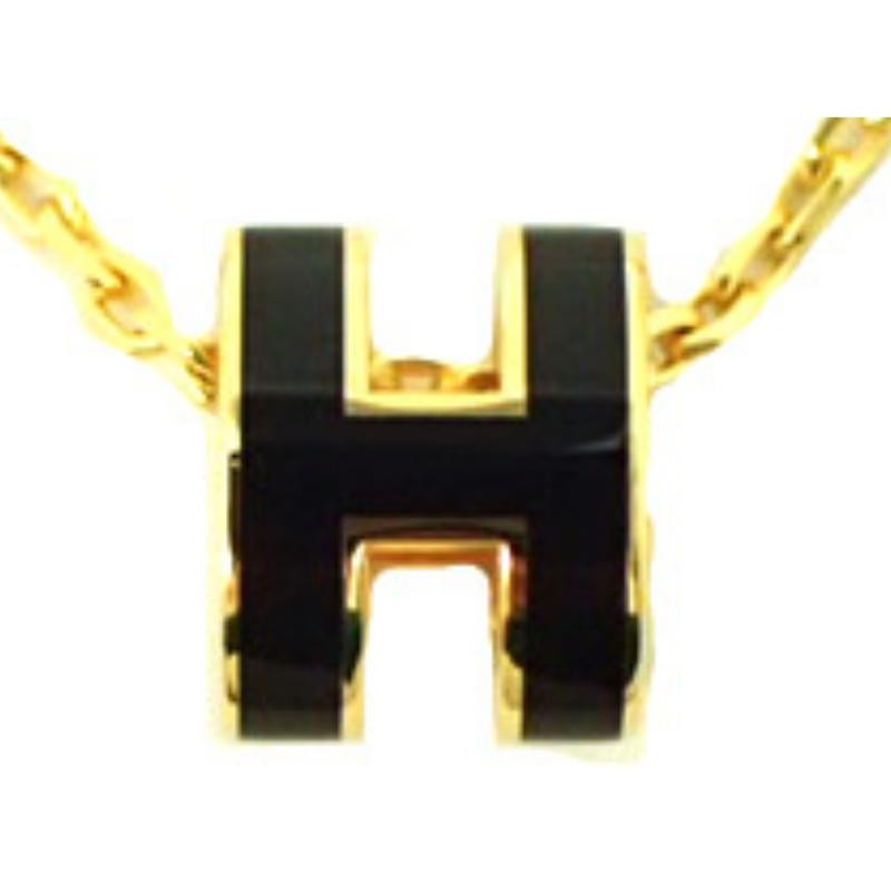 HERMESエルメス・ミニポップHネックレス・NOIR GOLD・H147992 F03