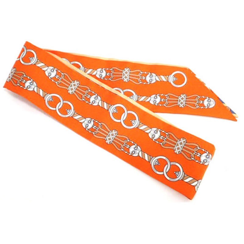 HERMES エルメス ツイリー Twilly シルク マルチカラー No.08 ORANGE
