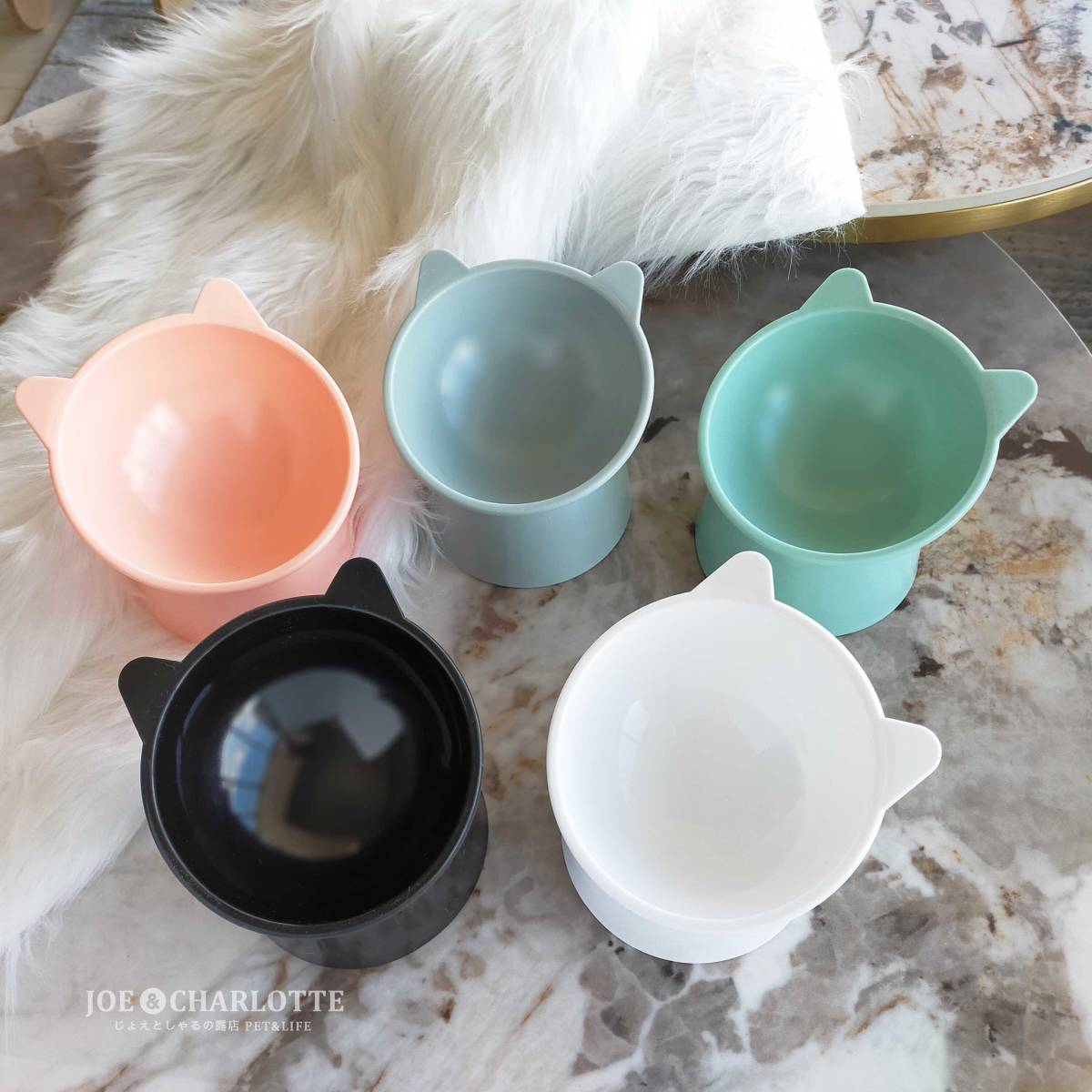 [ white black 2 point ] high capacity cat dog hood bowl pet tableware bite bait inserting watering bait plate 