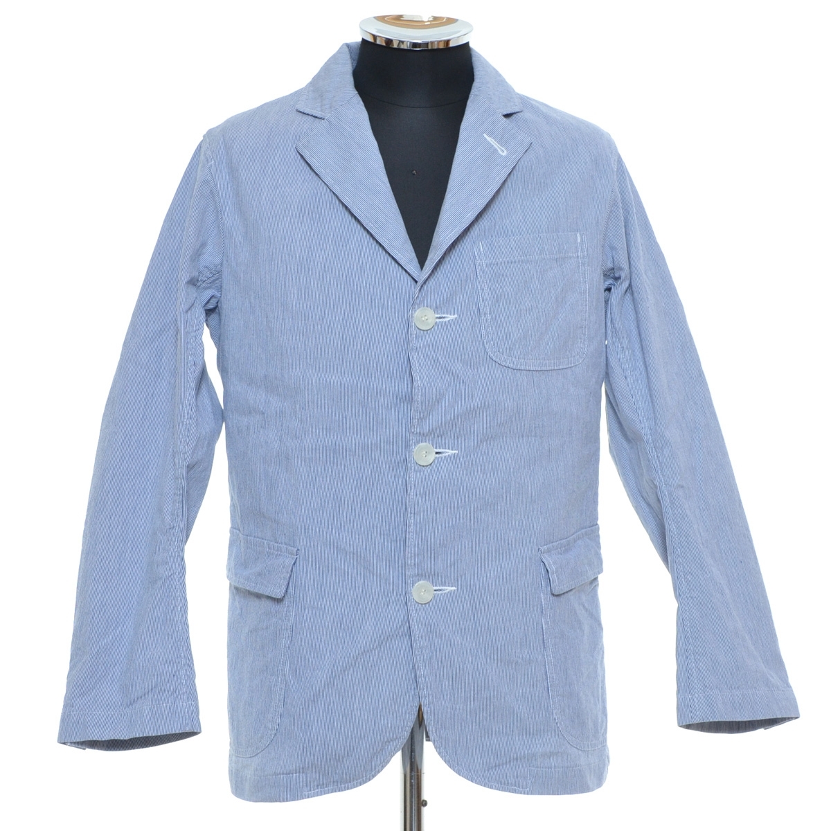 ●458641 WORKERS ワーカーズ ●カバーオール ワークジャケット サイズ36 メンズ 日本製 ブルー ストライプ
