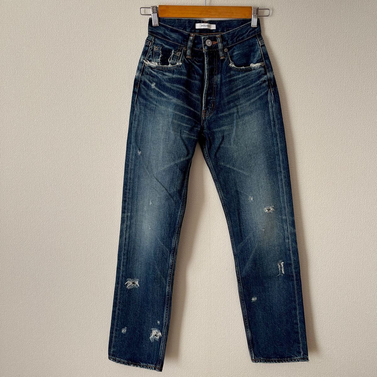 moussy マウジー デニムパンツ デニム ジーンズ ハイウエスト ストレート 23インチ