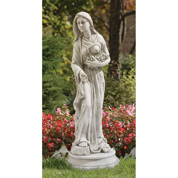 ローズガーデンの女神 ペルセポネー アンティークストーン風 彫刻 彫像/ ガーデニング 庭園 広場 輸入品